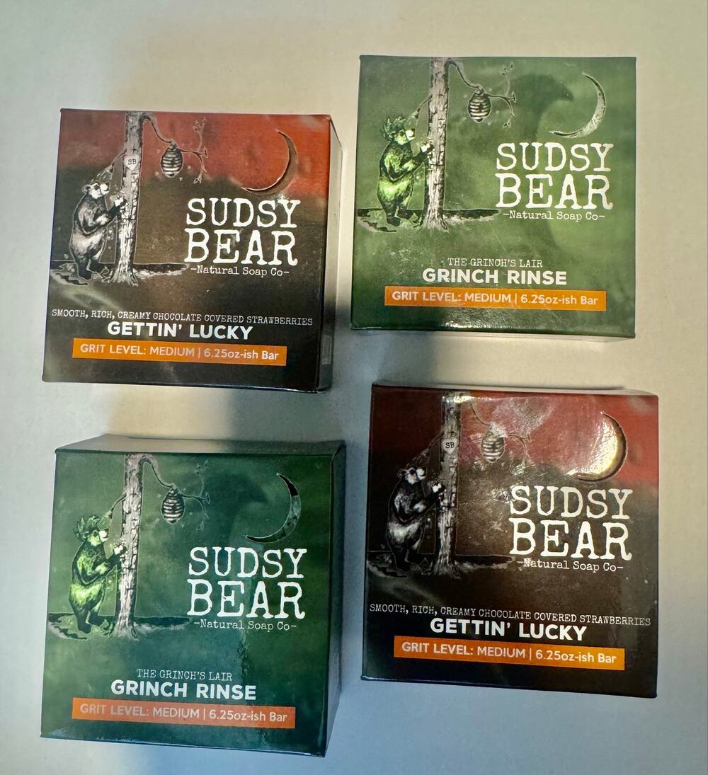 Sudsy Bear Soap Lot of 4 Gettin Lucky & Grinch Rinse New